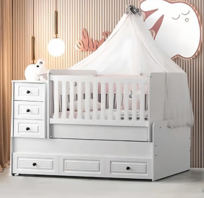 Luxe wit babybedje Stijlvol houten bed voor de kinderkamer nieuw