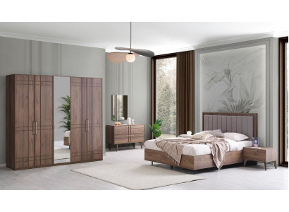 Complete slaapkamermeubels Tweepersoonsbed Hout 6-delig Slaapkamer Bruin