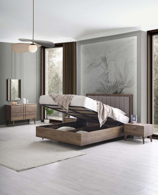 Complete slaapkamermeubels Tweepersoonsbed Hout 6-delig Slaapkamer Bruin