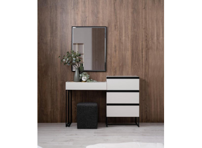 Kaptafel Kaptafel Consoletafel Ladenkast Spiegel Set 3-delig Wit