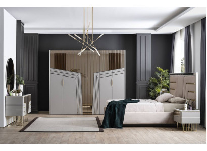 Modern slaapkamer set Luxe bed 2x nachtkastjes kledingkast 6-delig.
