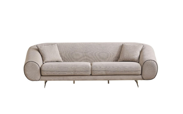 Moderne Beige Bank Woonkamer 3-zits Luxe Beklede Designer Bankstellen