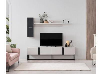 Set TV-standaard kast RTV lowboard woonkamer planken wit hout