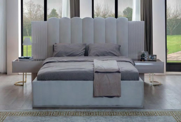 Wit slaapkamer set Bed Nachtkastjes Houten frame Tweepersoonsbed 3-delig