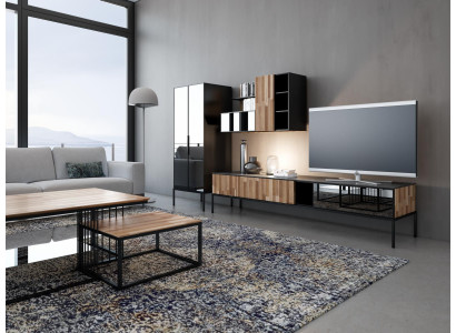 Wandmeubel TV-standaard RTV Lowboard Vitrine Hout Modern Bruin Woonkamer