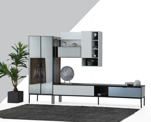 TV-meubel TV-standaard RTV lage kast vitrine hout modern wit woonkamer