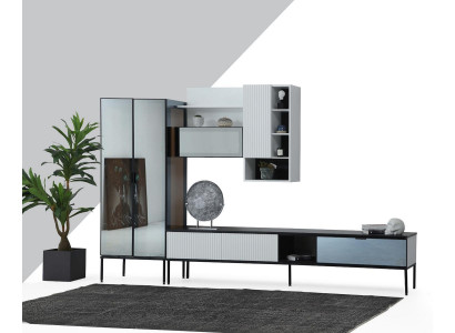 TV-meubel TV-standaard RTV lage kast vitrine hout modern wit woonkamer
