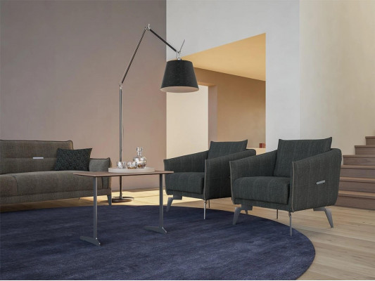Ontwerp Grijs Bankstel Driepersoons Modern 2x Fauteuil Luxe Salontafel