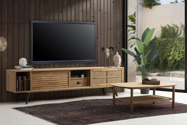 TV-standaard RTV lowboard salontafel bruin hout modern woonkamerset