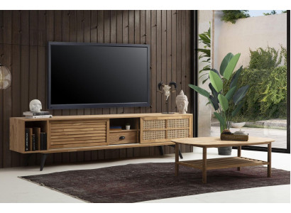 TV-standaard RTV lowboard salontafel bruin hout modern woonkamerset
