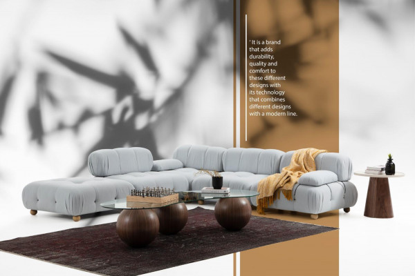 Hoekbank Bank Stof Woonkamer Bankstellen Hoek Grijs Modern Polyester Ontwerp