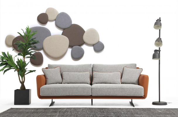 Dries zitsbank 3-zits stof Oranje Modern design Woonkamer Grijs