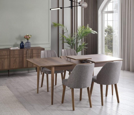 Moderne complete eetkamerset eetkamer eettafel set 7-delig eetkamer bruin hout