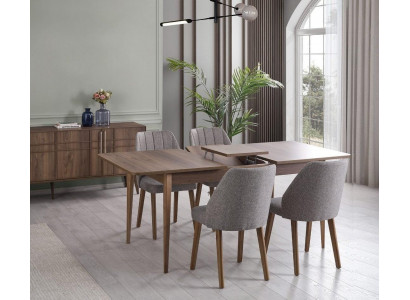Moderne complete eetkamerset eetkamer eettafel set 7-delig eetkamer bruin hout