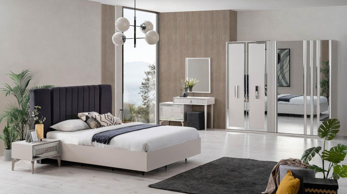 Grote slaapkamer set tweepersoons bed houten set 7 delig wit modern.