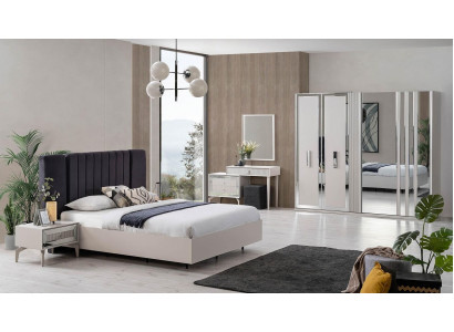 Grote slaapkamer set tweepersoons bed houten set 7 delig wit modern.