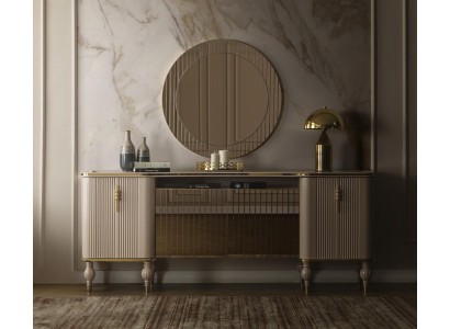 Luxe woonkamerset Moderne dressoir Glas Spiegel Hout Dressoir