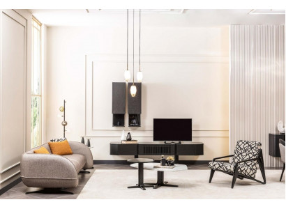 Moderne woonkamer complete set stoffen bankstel bijzettafel kasten