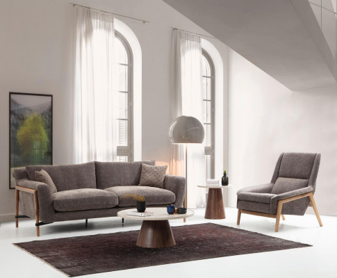Bankstellen Bankstel 4 zits Fauteuil Vierzitter Stof Woonkamer Grijs