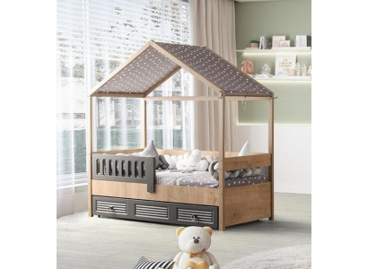 Bedframe kinderbed 200 cm houten bed kinderkamer bedframes grijs