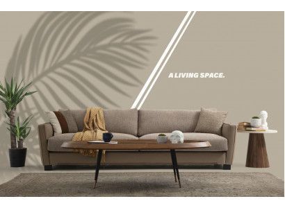 Bank 4-zits Vierzits Modern Stof Beige Bankstellen Design Woonkamer