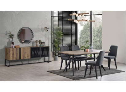 Luxe eetkamerset eetkamer eettafel set 9-delig eetkamer bruin houten tafel