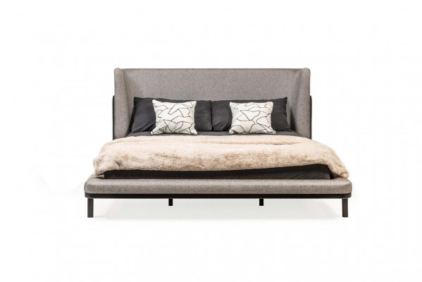 Grijze tweepersoonsbed Slaapkamerbed Moderne slaapkamer gestoffeerde bedden