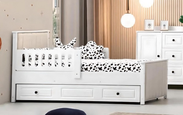 Kinderbed Houten bed Functioneel bed Uitschuifbaar bed 200 Hout Wit