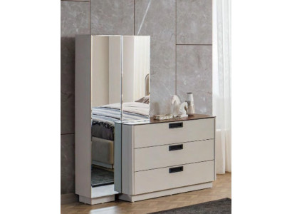 Stijlvolle houten make-uptafel Beige glas Tafel Luxe slaapkamer meubels