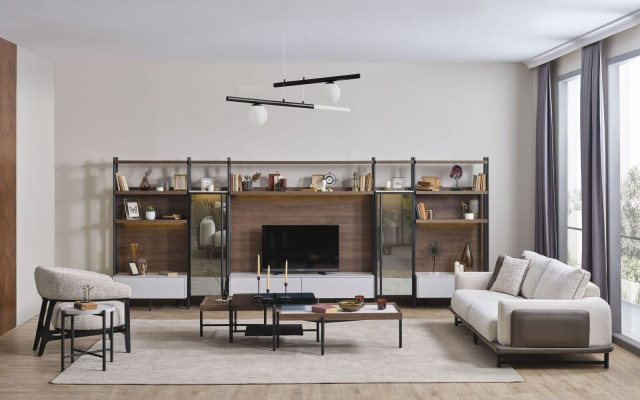 Beige bankstel 3+1 zits Luxe 3 salontafels 5-delige woonkamerset