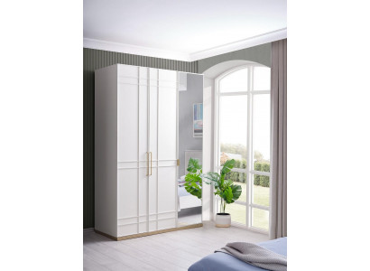 Kledingkast Kasten Houten kast Hout Wit Spiegel Kinderkamer