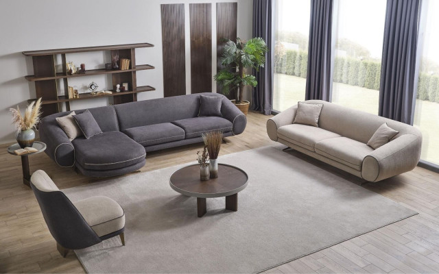 Woonkamer luxe set hoekbank L-vorm 3+1 zits salontafel bijzettafel