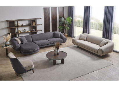 Woonkamer luxe set hoekbank L-vorm 3+1 zits salontafel bijzettafel