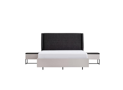 Complete slaapkamermeubels tweepersoonsbed hout 3-delig design wit bed set