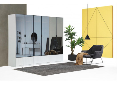 Kledingkast Kast Hout Modern Wit Spiegel Kleding Slaapkamer