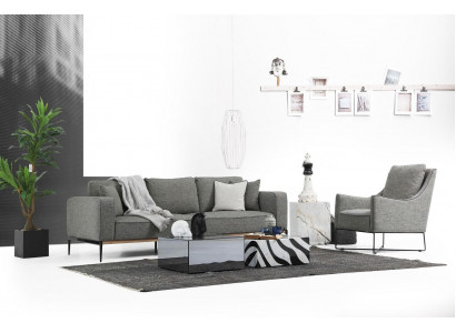 Bankstel 2-zits fauteuil tweezitsstoffen banken modern design grijs