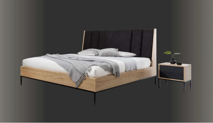 Slaapkamer Set Beige Bed Elegant 2x Nachtkastjes Luxe Modern Nieuw 3-delig.
