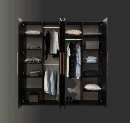 Kledingkast Grijs Luxe Hout Slaapkamerkast Ontwerp Kledingkast