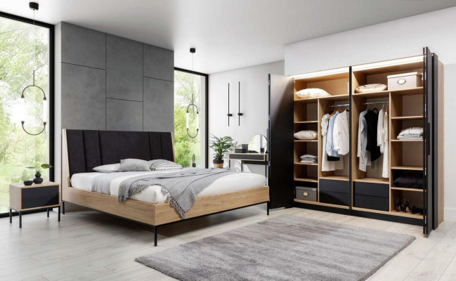 Slaapkamer set Beige Bed Elegant 2x Nachtkastjes Luxe Modern Nieuw 3-delige.