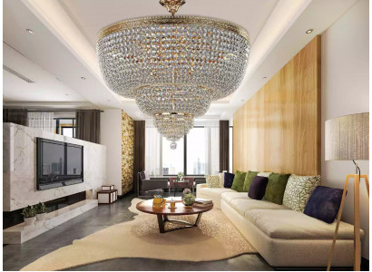 Luxe plafondlamp kroonluchter lampen kroonluchter kristal goud 100cm