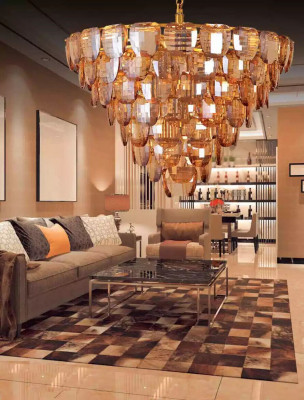 Kroonluchter klassieke lamp woonkamer gouden kristallen plafondlamp.