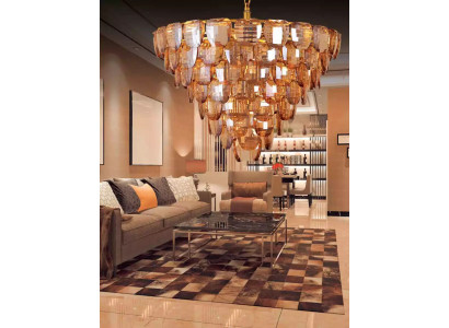 Kroonluchter klassieke lamp woonkamer gouden kristallen plafondlamp.