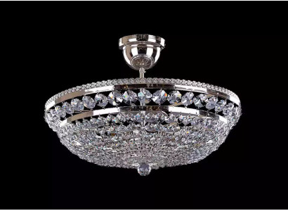 Ronde Zilveren Luxe Plafondlamp Kroonluchter Plafondkroonluchter Zilveren Kristal