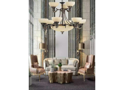 Kroonluchter Plafondlamp Luster Grote Plafondlamp beige glazen lamp