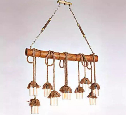 Moderne houten kroonluchter, pronkkroonluchter, plafondlamp, bamboe kroonluchter.