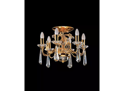 Gouden kristallen plafondlamp Klassieke gouden glaskristallen kroonluchter.