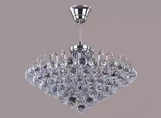 Luster Plafondlamp Kroonluchter Zilver Kristallen Plafonnière Lamp