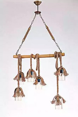 Lamp Plafondlamp Kandelaar Kroonluchter Hanglamp Bamboe Glas Bruin
