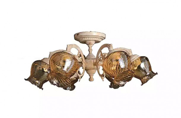 Plafondlamp Plafonnière Luster Kroonluchter Lampen Glas Beige Kunst