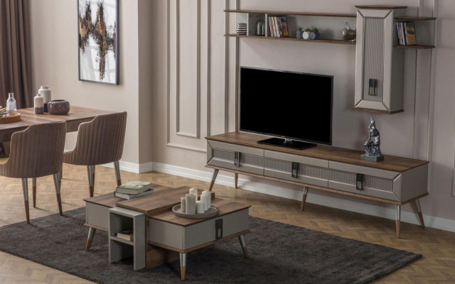 Designer woonkamerset TV-meubel houten rekken salontafel RTV nieuw